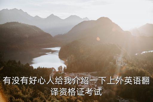 有沒有好心人給我介紹一下上外英語翻譯資格證考試