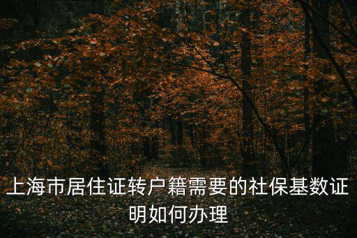 上海市居住證轉(zhuǎn)戶籍需要的社保基數(shù)證明如何辦理