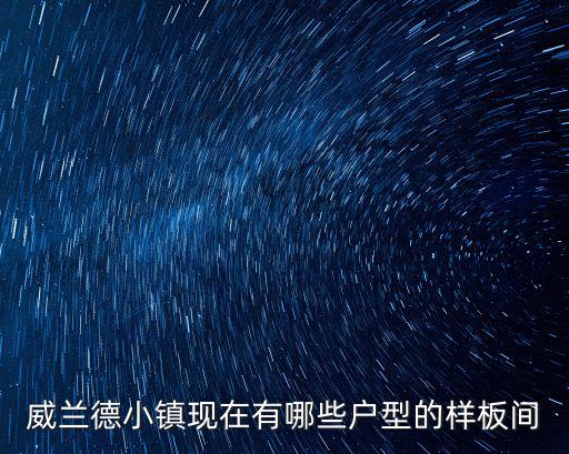 威蘭德小鎮現在有哪些戶型的樣板間