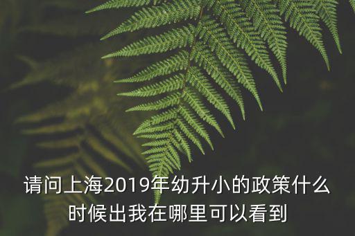 請問上海2019年幼升小的政策什么時候出我在哪里可以看到