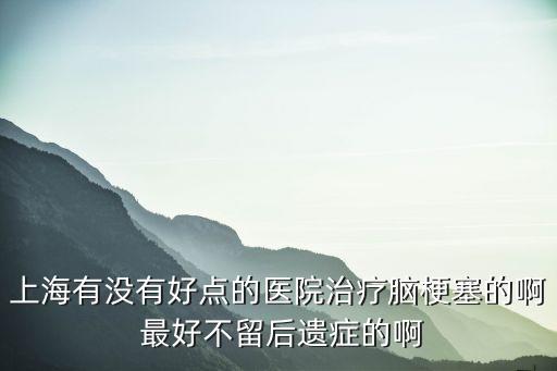 上海有沒有好點(diǎn)的醫(yī)院治療腦梗塞的啊 最好不留后遺癥的啊