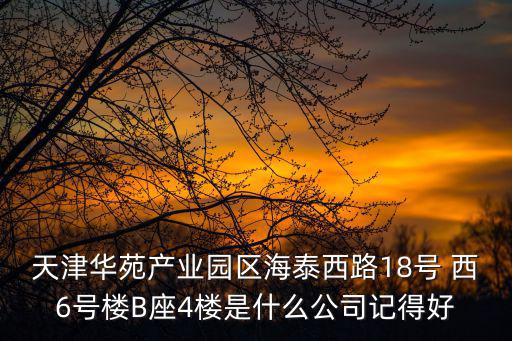 天津華苑產業園區海泰西路18號 西6號樓B座4樓是什么公司記得好