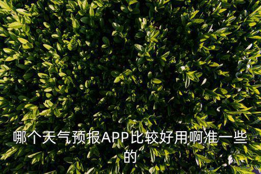 哪個天氣預報APP比較好用啊準一些的