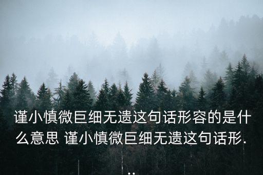  謹小慎微巨細無遺這句話形容的是什么意思 謹小慎微巨細無遺這句話形...