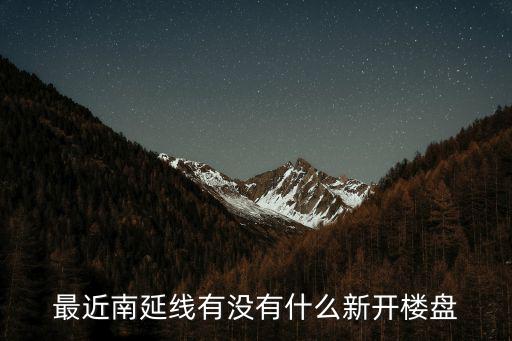 最近南延線有沒有什么新開樓盤