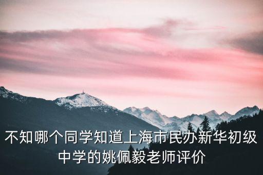 上海市民辦新華初，不知哪個同學知道上海市民辦新華初級中學的姚佩毅老師評價