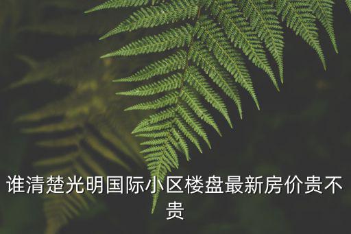 誰清楚光明國際小區樓盤最新房價貴不貴