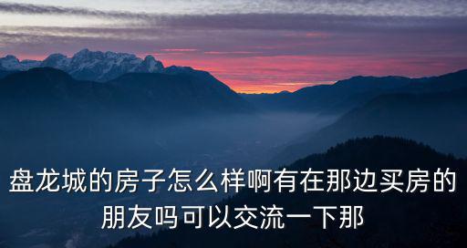 盤龍城的房子怎么樣啊有在那邊買房的朋友嗎可以交流一下那