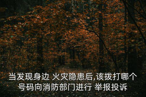 當發現身邊 火災隱患后,該撥打哪個號碼向消防部門進行 舉報投訴