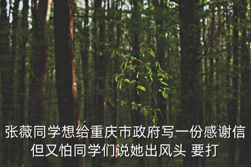 張薇同學想給重慶市政府寫一份感謝信但又怕同學們說她出風頭 要打