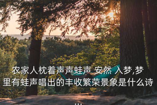 安然入夢(mèng),稻花香說(shuō)好年聽(tīng)蛙聲展現(xiàn)詩(shī)人審美體驗(yàn)