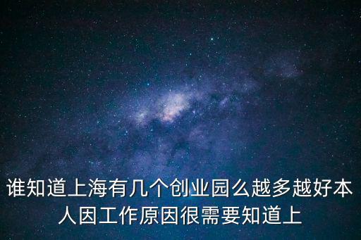 誰知道上海有幾個創業園么越多越好本人因工作原因很需要知道上