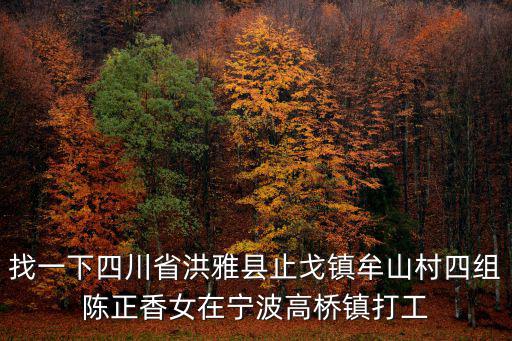 找一下四川省洪雅縣止戈鎮(zhèn)牟山村四組陳正香女在寧波高橋鎮(zhèn)打工