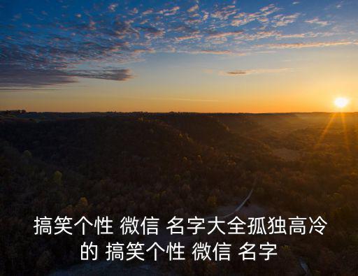  搞笑個性 微信 名字大全孤獨高冷的 搞笑個性 微信 名字