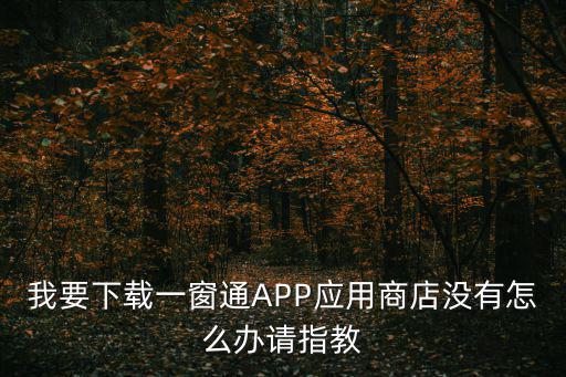 我要下載一窗通APP應(yīng)用商店沒有怎么辦請指教