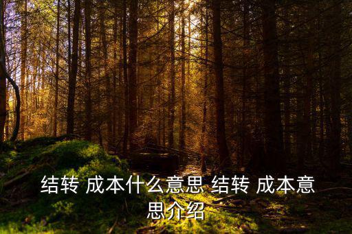  結轉 成本什么意思 結轉 成本意思介紹