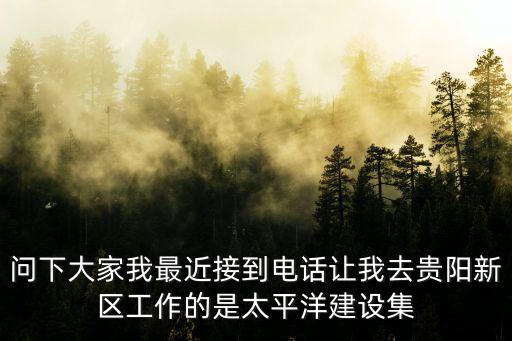 問下大家我最近接到電話讓我去貴陽新區(qū)工作的是太平洋建設(shè)集