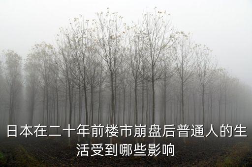 日本在二十年前樓市崩盤后普通人的生活受到哪些影響