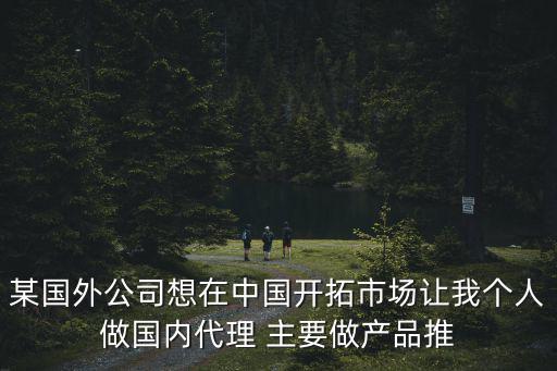 某國外公司想在中國開拓市場讓我個人做國內代理 主要做產品推