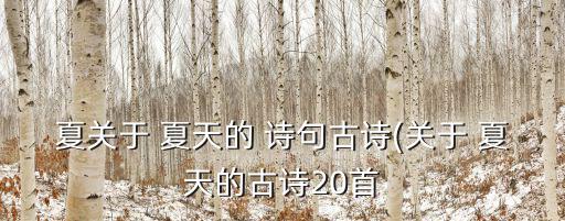 夏關于 夏天的 詩句古詩(關于 夏天的古詩20首