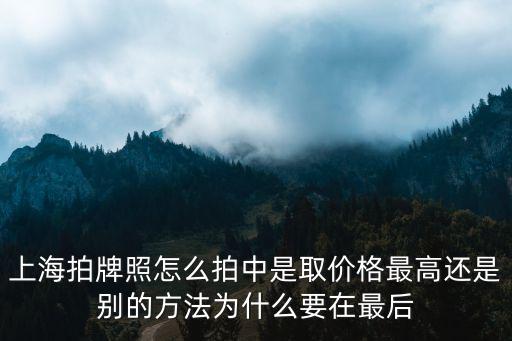 上海拍牌照怎么拍中是取價格最高還是別的方法為什么要在最后