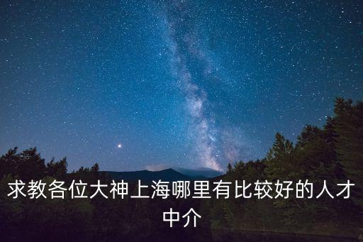 求教各位大神上海哪里有比較好的人才中介