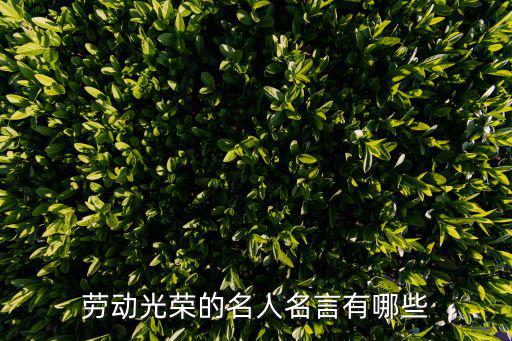 勞動光榮的名人名言有哪些
