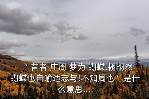 “ 昔者 莊周 夢為 蝴蝶,栩栩然 蝴蝶也自喻適志與!不知周也”是什么意思...