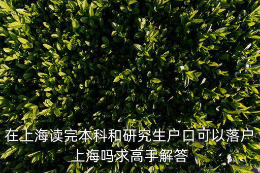 在上海讀完本科和研究生戶口可以落戶上海嗎求高手解答