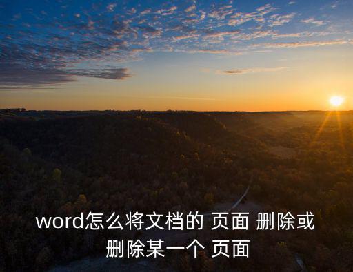 word怎么將文檔的 頁面 刪除或 刪除某一個 頁面