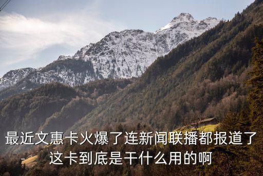 最近文惠卡火爆了連新聞聯(lián)播都報道了這卡到底是干什么用的啊