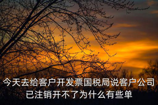 今天去給客戶開發(fā)票國稅局說客戶公司已注銷開不了為什么有些單
