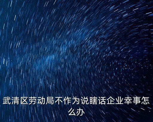武清區(qū)勞動局不作為說瞎話企業(yè)幸事怎么辦