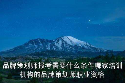 品牌策劃師報考需要什么條件哪家培訓機構的品牌策劃師職業資格
