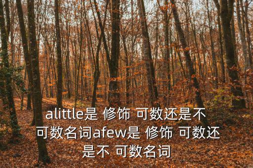 alittle是 修飾 可數還是不 可數名詞afew是 修飾 可數還是不 可數名詞