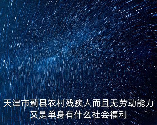 天津市殘疾人十件實事，天津市薊縣農村殘疾人而且無勞動能力又是單身有什么社會福利