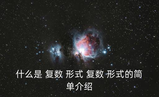 什么是 復數 形式 復數 形式的簡單介紹