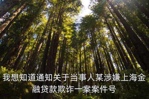 我想知道通知關(guān)于當(dāng)事人某涉嫌上海金融貸款欺詐一案案件號(hào)