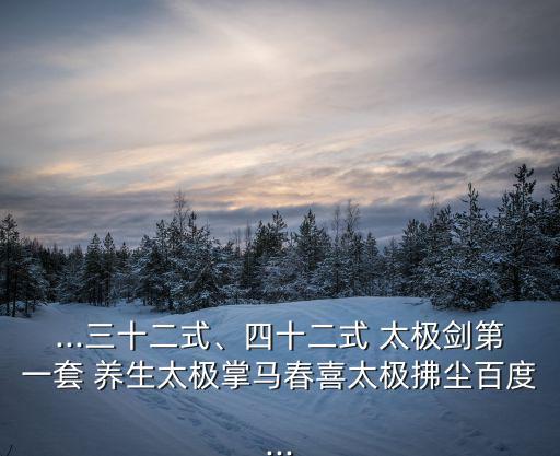 ...三十二式、四十二式 太極劍第一套 養生太極掌馬春喜太極拂塵百度...