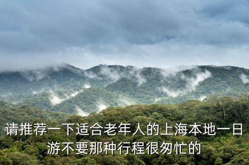 請推薦一下適合老年人的上海本地一日游不要那種行程很匆忙的