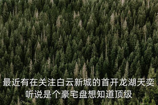 最近有在關注白云新城的首開龍湖天奕聽說是個豪宅盤想知道頂級
