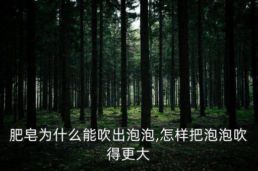 肥皂為什么能吹出泡泡,怎樣把泡泡吹得更大