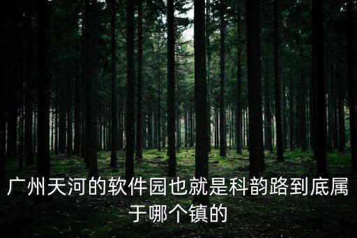 廣州天河的軟件園也就是科韻路到底屬于哪個鎮的