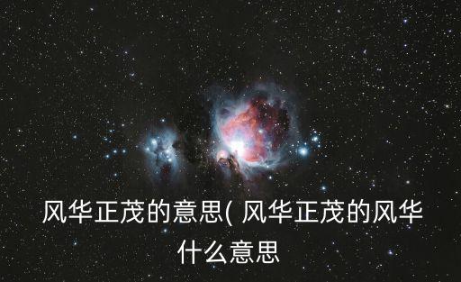 風華正茂是什么意思,風華正茂是什么?