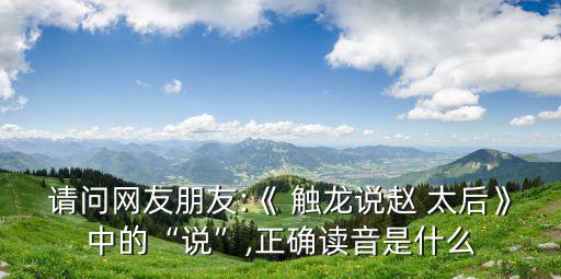 請(qǐng)問(wèn)網(wǎng)友朋友:《 觸龍說(shuō)趙 太后》中的“說(shuō)”,正確讀音是什么