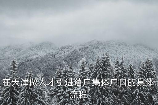 在天津做人才引進落戶集體戶口的具體流程