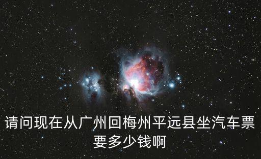 請問現在從廣州回梅州平遠縣坐汽車票要多少錢啊