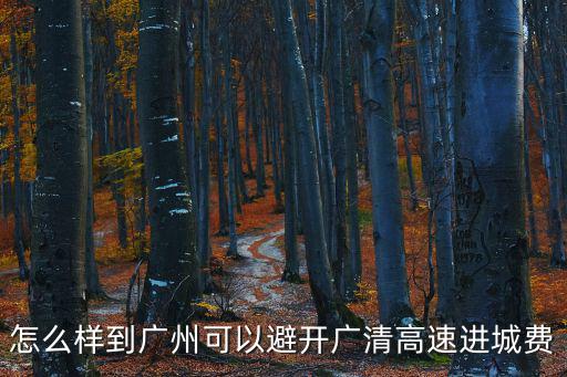 怎么樣到廣州可以避開廣清高速進城費
