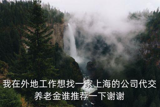 我在外地工作想找一家上海的公司代交養老金誰推薦一下謝謝