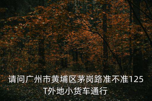 請問廣州市黃埔區茅崗路準不準125T外地小貨車通行